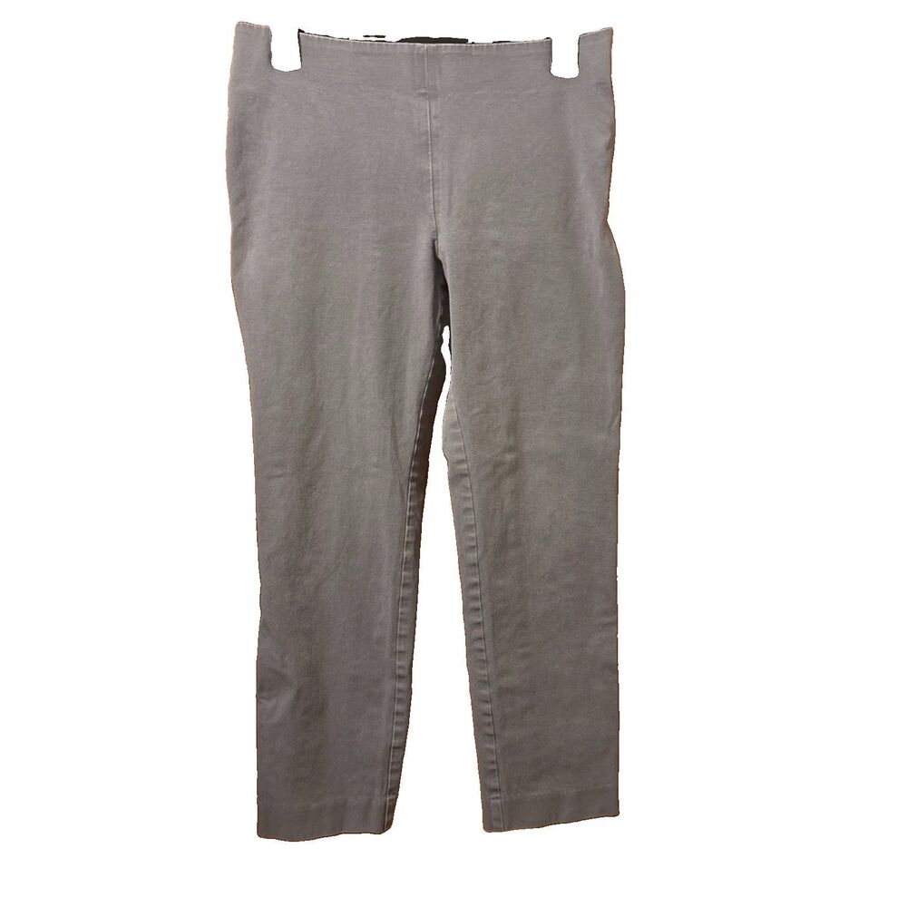 Women’s A New Day Gray Solid Elastic Waist Flat Front Tapered Ankle Pants Size 8